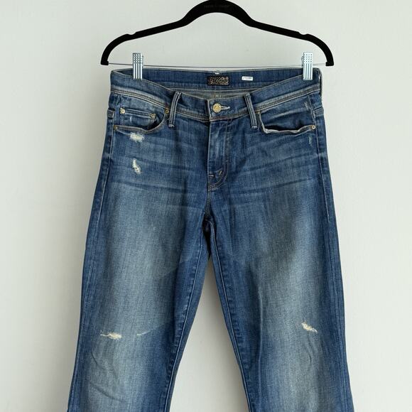 Mother Jeans Womens 26 The Cruiser Flare Low Rise Rough It Up Distressed Western - Picture 2 of 15